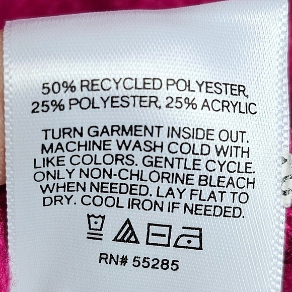 Express Womens Cable Knit Asymmetrical Long Sleeve Sweater Bright Fuchsia XS - Picture 7 of 7